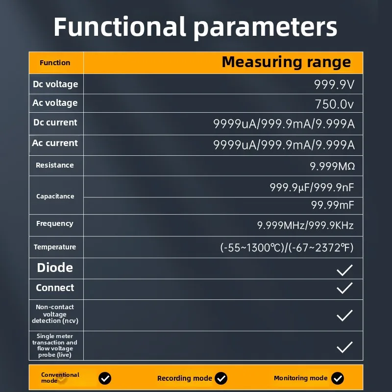 Digital high-precision intelligent anti-burn multi-function automatic multimeter digital display electrician
