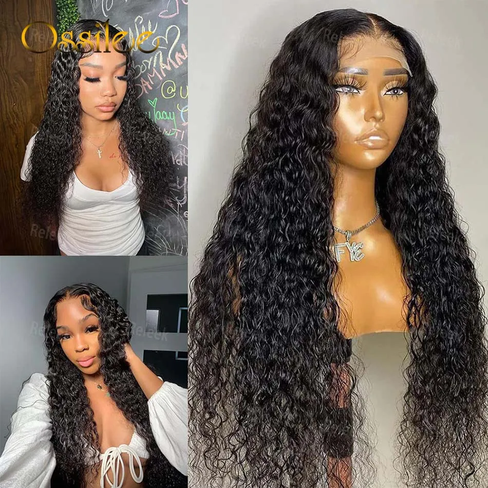 5x5/6x6 HD Lace Closure Wig Brazilian Deep Wave Closure Wig Human Hair Wigs Transparent Lace Front Wigs for Women Ossilee