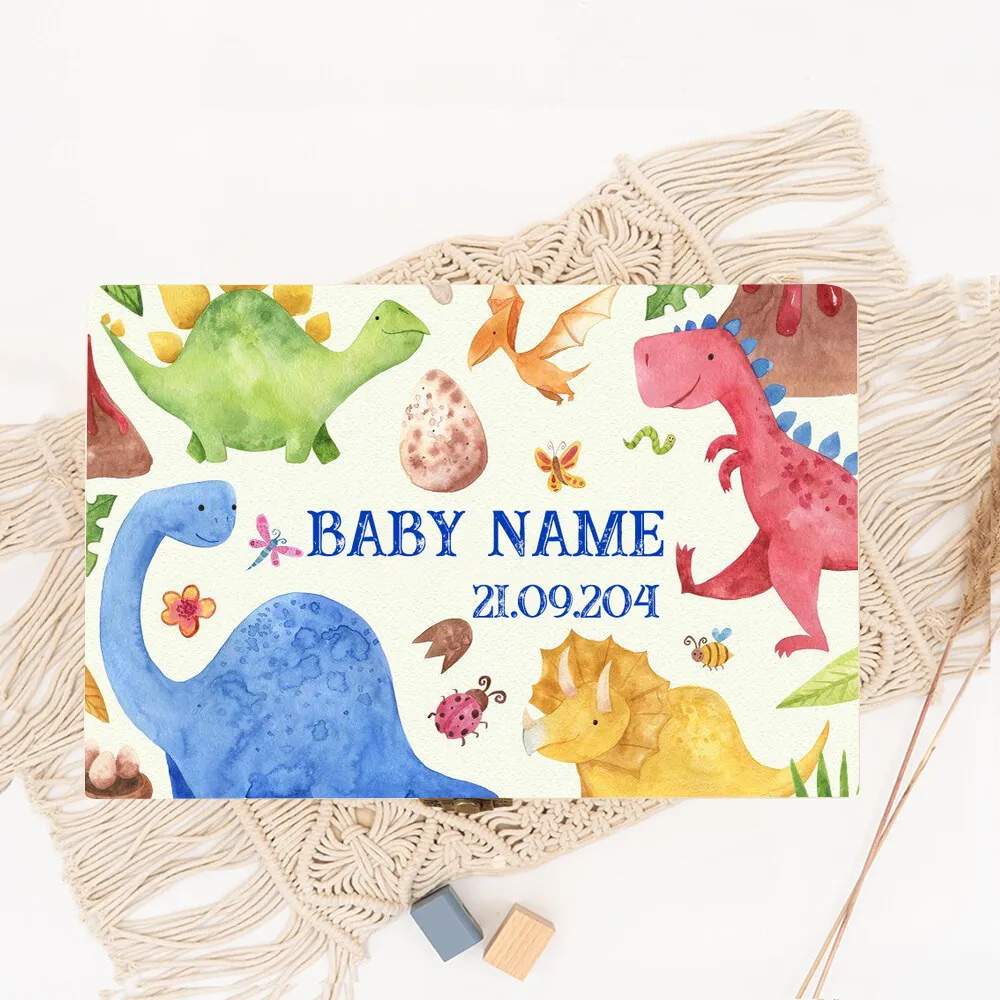 Personalized Dinosaur with Name Baby Wooden Memory Box Newborn Shower Gift  Keepsake Infant Birth Stats Box Umbilical Cord Boxes