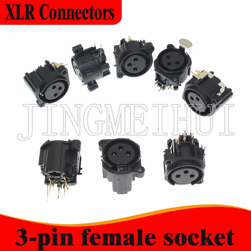 XLR connector 10PCS 3 pole female receptacle SPF pin PCB panel mount chassis for audio video electronics cable soldering