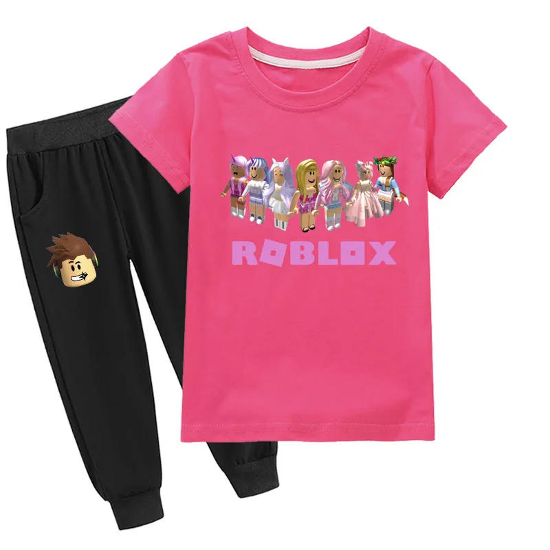 

NEW Roblox Fine Cotton Short-sleeved T-shirt Set Kids Clothes Boys Girl Child Sweatshirt Children's Top and Bottom Set