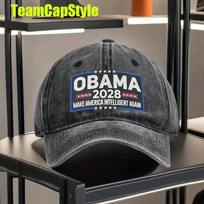 Obama 2028 Retro Washed Print Baseball Cap - 
