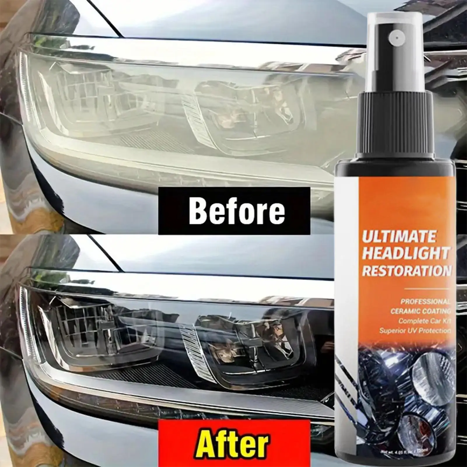 120ml Car Headlight Restoration Kit Repair Coating Restorer Car Headlight Yellowing Cleaner for Truck Sedan Pickup SUV RV Glass