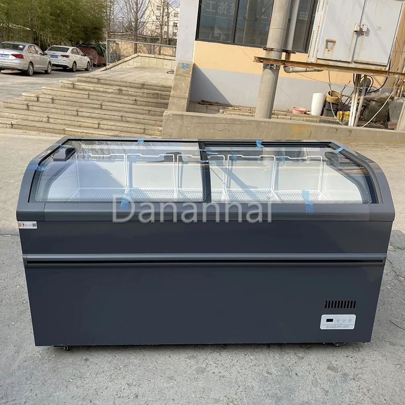 Commercial Merchandising Freezer Island‑Style Chest Display Freezer for Convenience Shop Frozen Snack Sale