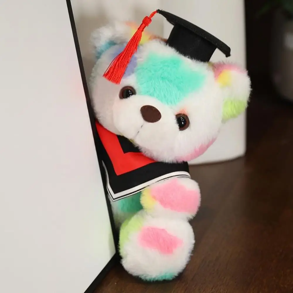 Students With Doctorial Hat Doctor Bear Plush Toy Colorful Stuffed Graduation Bear Soft Cartoon Doctor Hat Bear Doll Kids