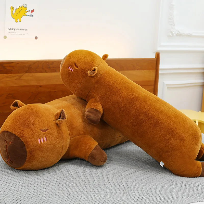 Kawaii Capybara Plüschtier, gefüllte Puppe, kuscheliges Kissen für Kinder, Geburtstagsgeschenk, weiches, langes, umarmendes Schlaf-Plüschtier für Kinder
