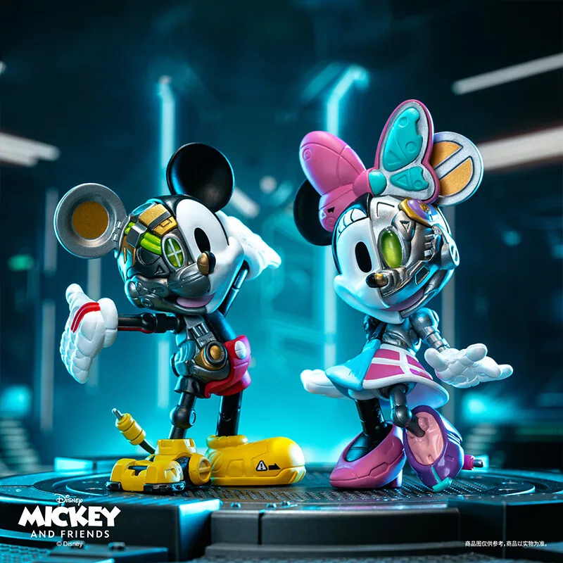 مجموعة صناديق غامضة كرتونية من Cyberpunk Disney مكونة من 6 قطع من شخصيات الرسوم المتحركة الميكانيكية، صندوق أعمى لديكور المكتب هدية على طراز ديزني المستوحى