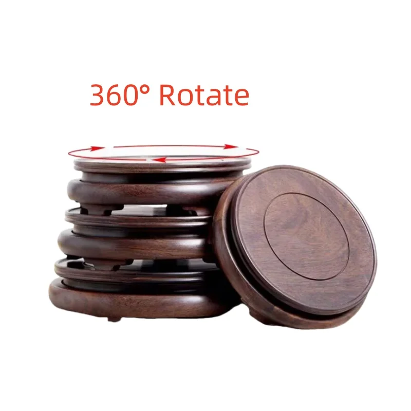 

Rotatable Wooden Miniature Display Stand Figurines Vase Flower Pot Sorting Table Coffee Tea Sets Pedestal Standing Flower Base