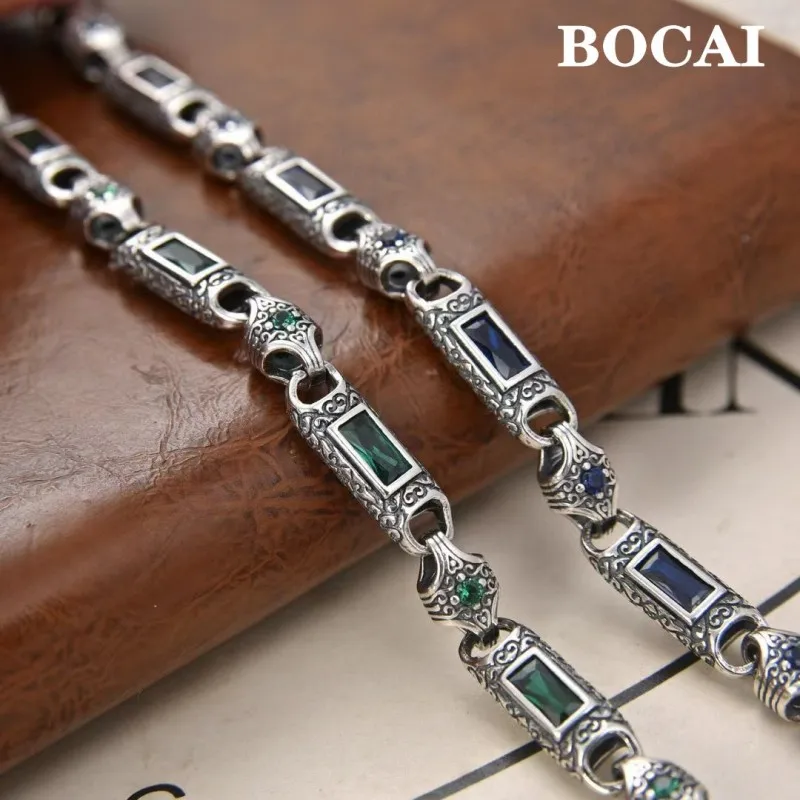 

BOCAI New 6MM S925 Silver Jewelry Retro Trend Personalized Punk Style Fashion Knight Full Diamond Bracelet for Men wholesale