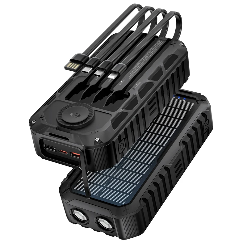 20000 мАч Магнитный беспроводной аккумулятор на солнечной батарее с кабелем Открытый внешний аккумулятор для iPhone Apple Watch Samsung Xiaomi Powerbank