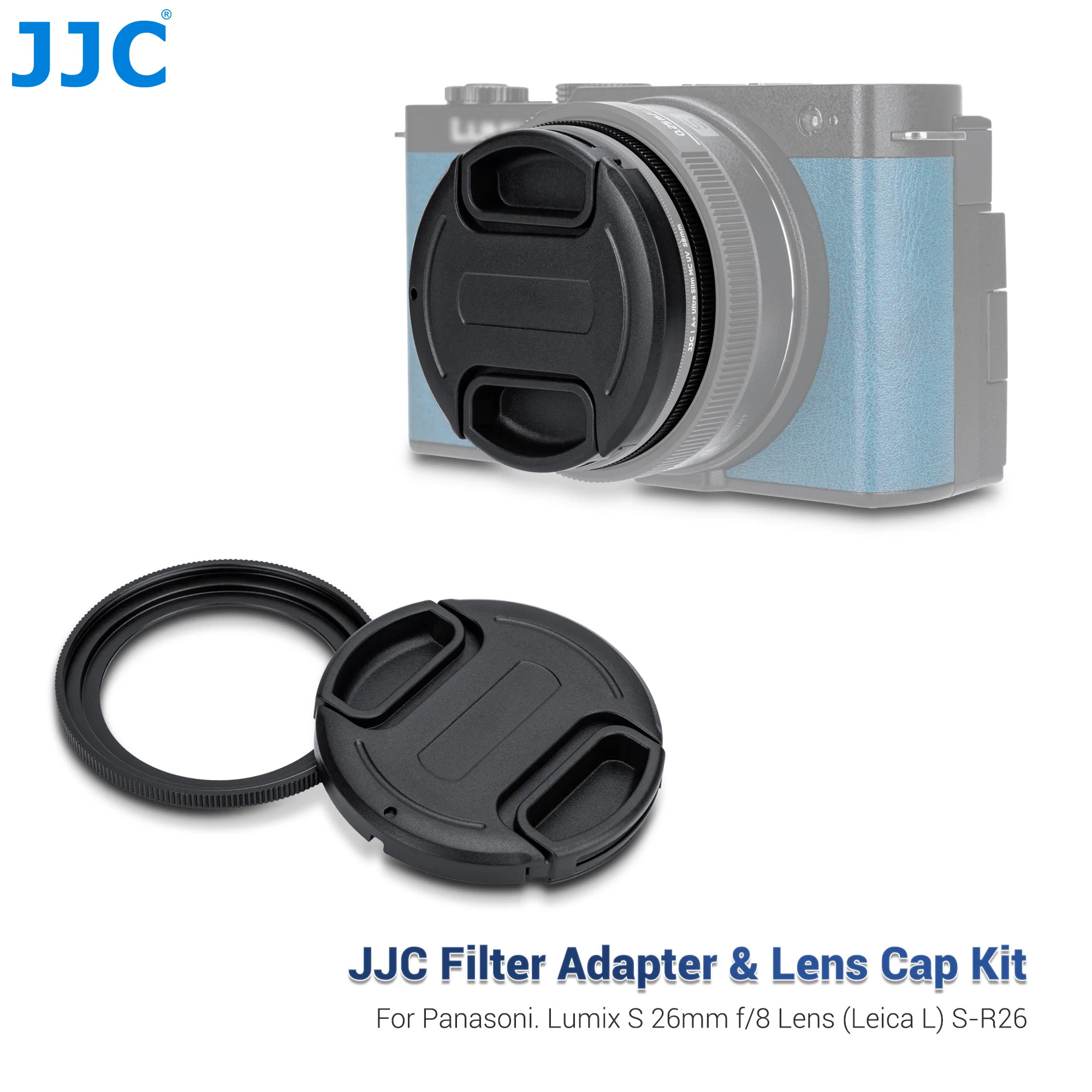 JJC Lens Cap Cover Protector For Panasonic Lumix S 26mm f/8 Lens (Leica L) MFR #S-R26 With Filter Adapter