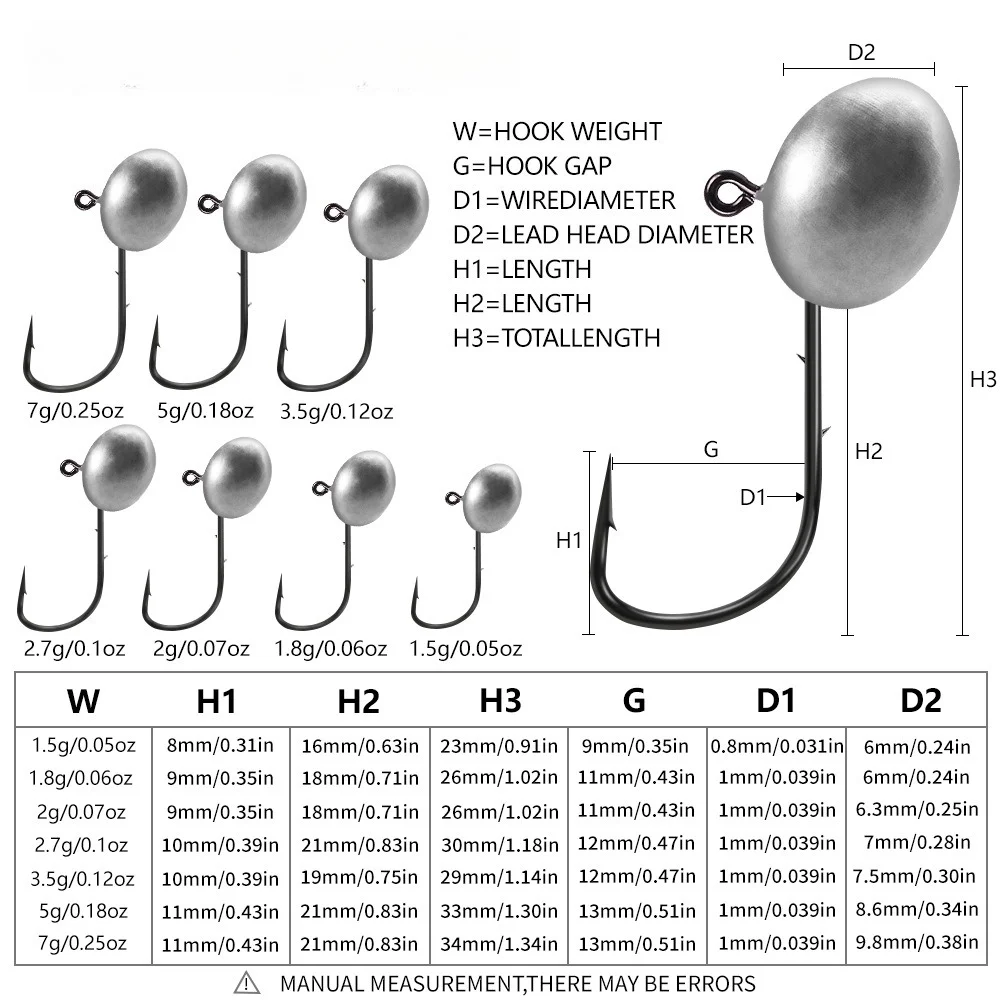 BILLINGS 1pcMicro Bottom Fishing Hook Jig Head Hook Reinforced Die-Cast Fishing Hook Anti-Slip Small Fishing Hook for Soft Baits