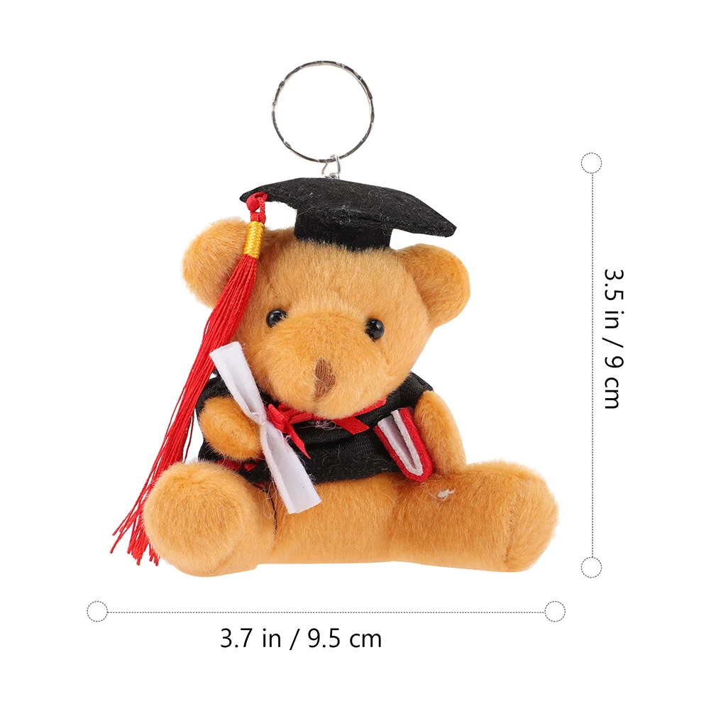 6 Pcs Stuffed Animal Plush Graduation Bear Key Ring Keychains Pendant Animals Student Baby