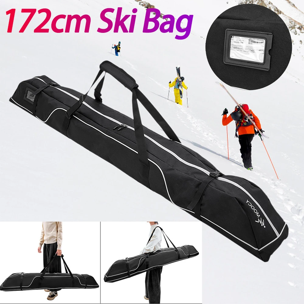 

172cm Snow Ski Bags Adjustable Ski and Snowboard Equipment Travel Bag Handle Accessories for Snowboard Goggles Gloves