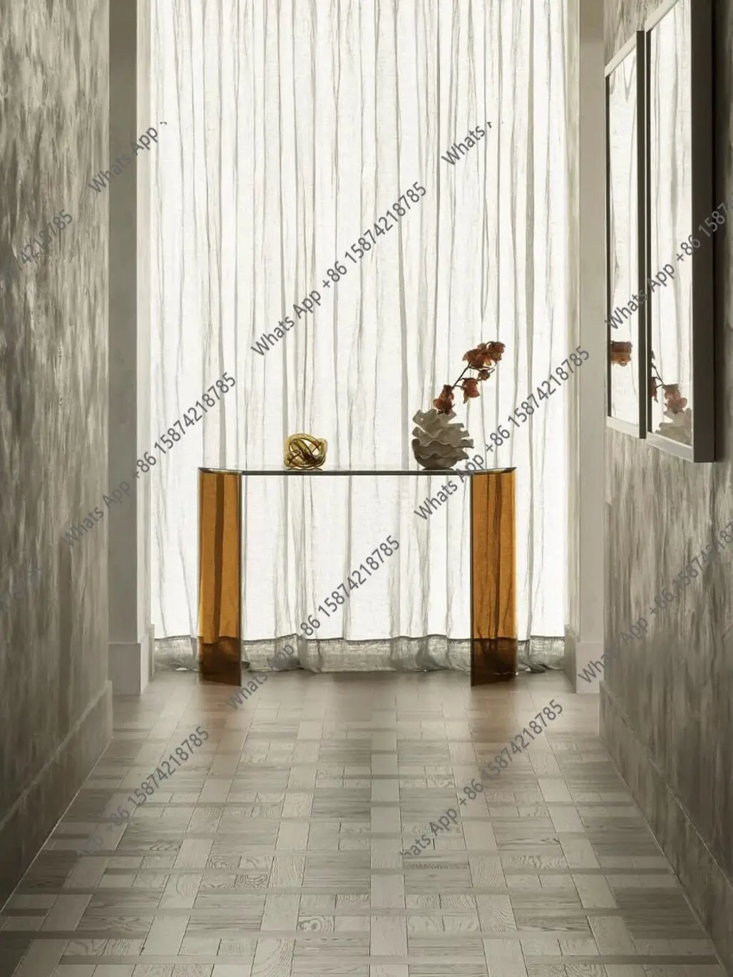 

L Entrance Table Designer Partition Side Table Household Entrance Main Entrance Corridor Italian Minimalist Glass