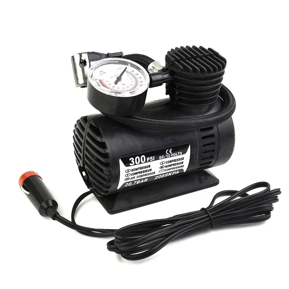 1pc Portable Car Electric Air Pump 300psi Air Compressor Tire 12V For Inflator For Vehicles For Trucks For Kayaking Accessories