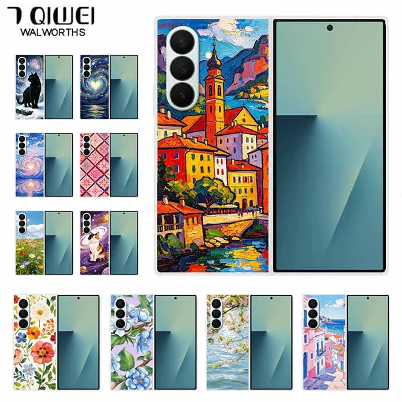 For Samsung Galaxy Z Fold7 Case Cute Cat Clear Hard PC Phone Back Cover for Galaxy Z Fold 7 Back Cover ZFold7 Transparent Shell