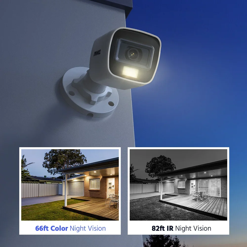 ANNKE 3K 5MP 4pcs Set for Home Security Camera Smart Dual Light Microphone 25m IR 20m White Light WDR CCTV Camera