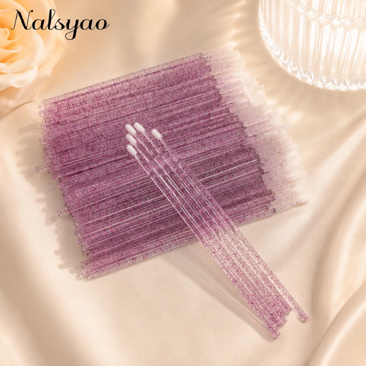 100/500Pcs Crystal Micro Applicator Brush for Eyelash Extension, Cotton Swabs, Lips Mascara Wands Microbrush