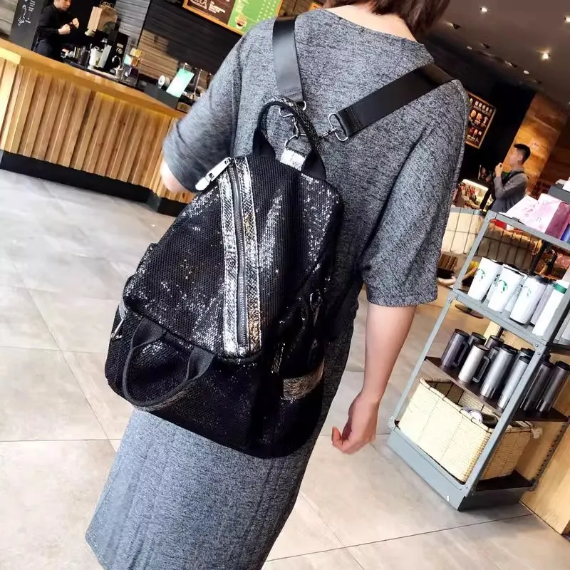 New Women Nylon Sequins Backpacks High Quality Ladies Crossbody Bags Luxury Designer Casual Daypack School Handbag Girl Mochilas