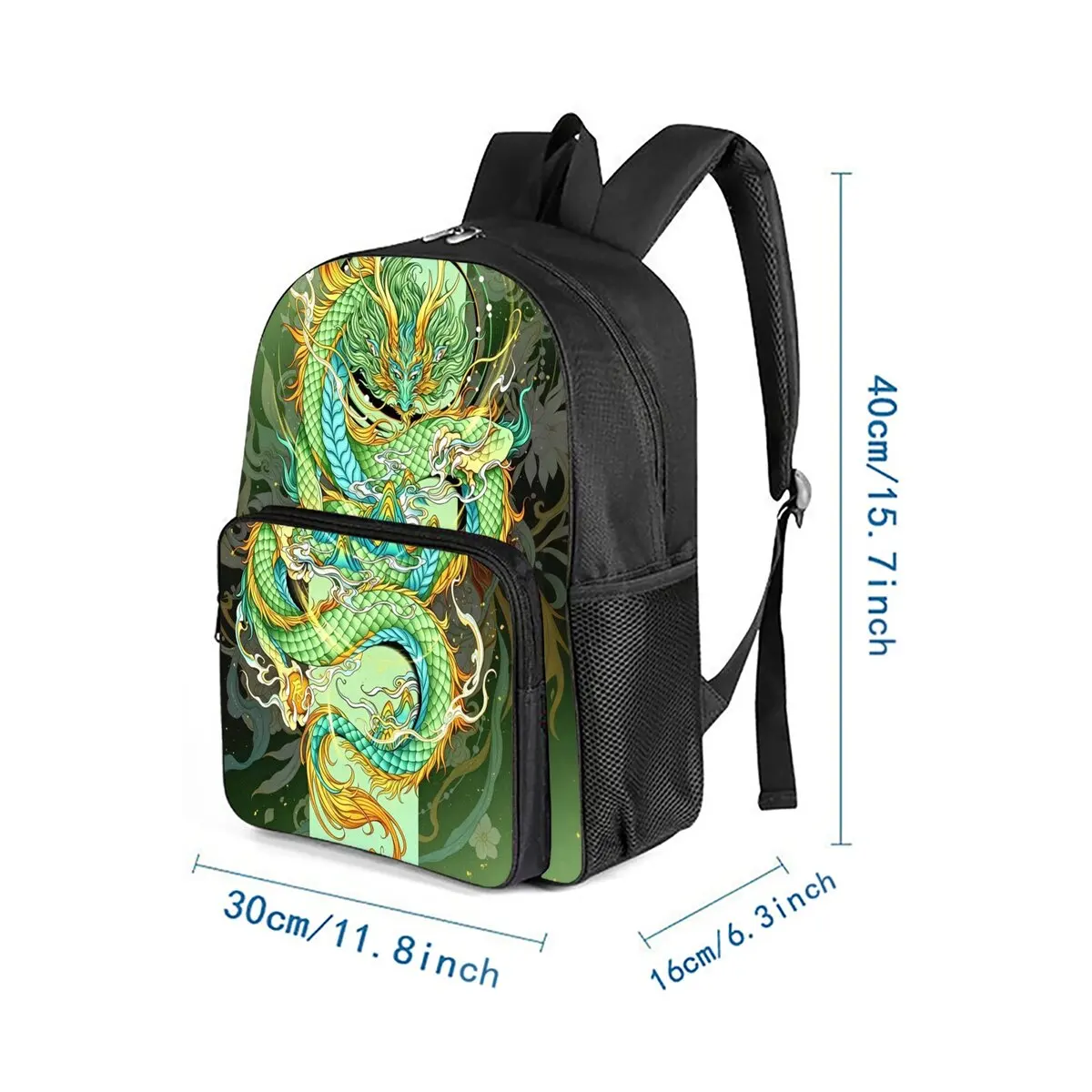 Divine Dragon Print Square Front Pocket Backpack Large Capacity for Boy/Girls Best Gift 2D  Cartoon Children's School Bag
