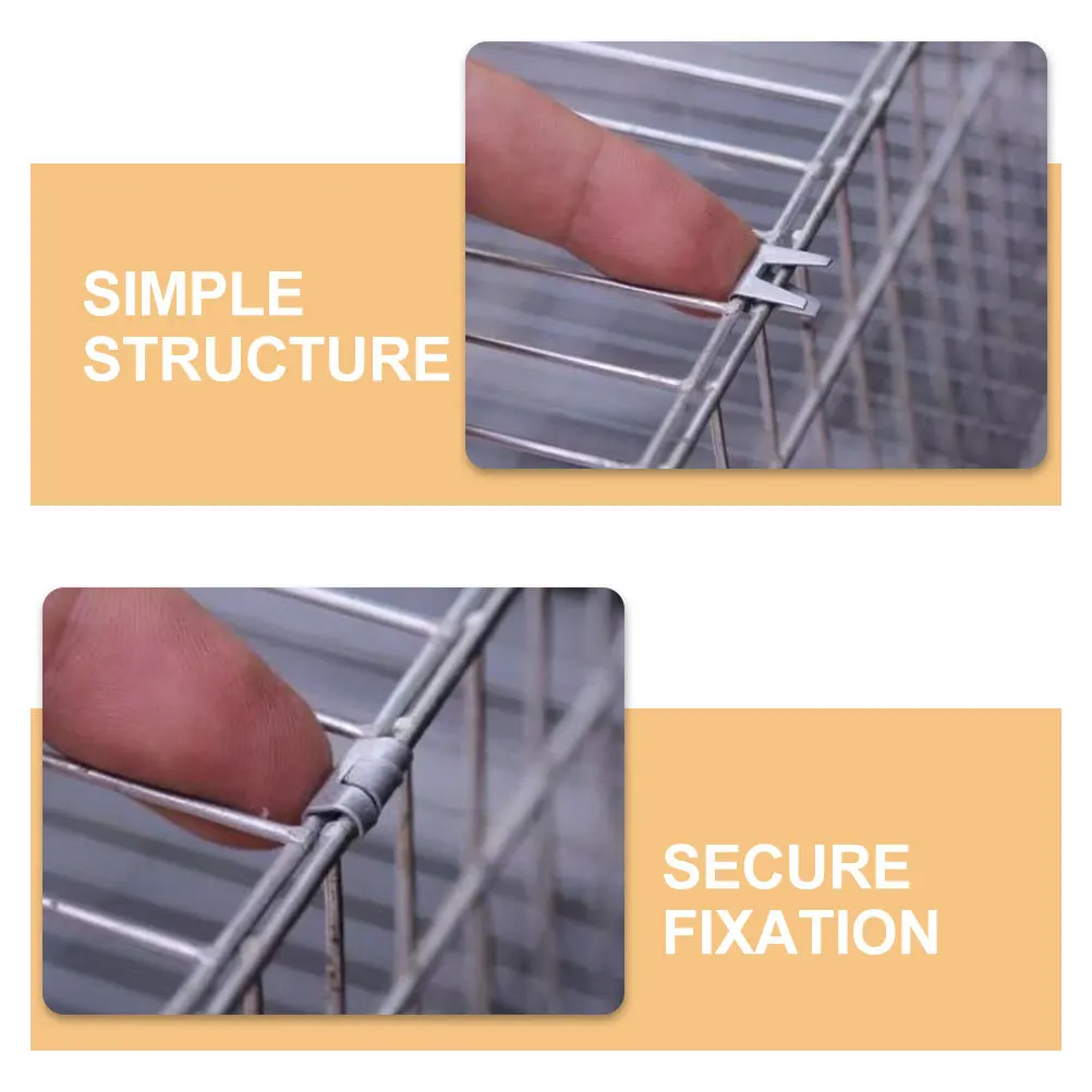 

300Pcs Wire Cage Clips Durable Iron Fixation for Pet Bird Rabbit Dog Cat Cage Assembly Repair Bird Metal Clips