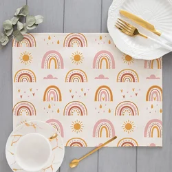 Bohemian Dreamcatcher tovaglietta Boho Rainbow Kitchen Decor cotone lino tovagliette da pranzo sottobicchiere Pad ciotola tazza da caffè tovaglia