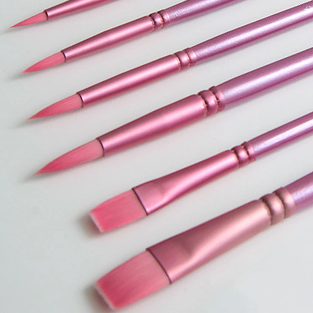 

4/6Pcs Watercolor Paint Brushes Pointed Tip Paint Brushes Set Nylon Hair Wooden Handle Paint Brush for Acrylic Gouache Oil