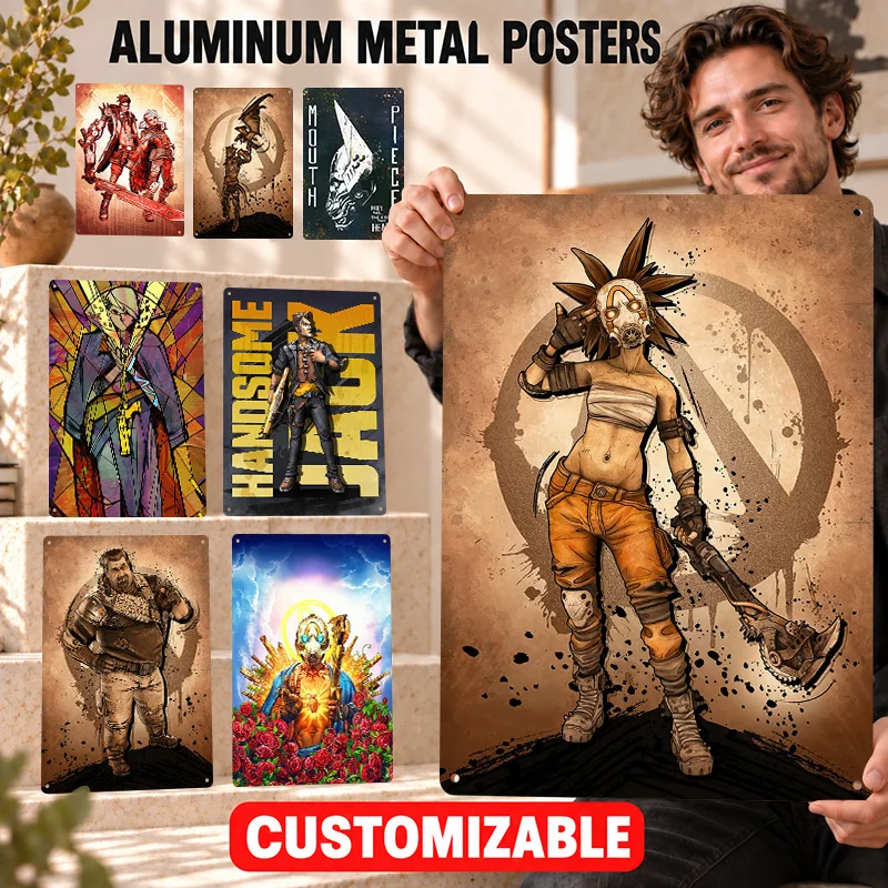 Borderlands Printed Posters Arcade Inspired Style Entertainment Room Wall Art Personalized Aluminum Metal Sign Gift For Gamers