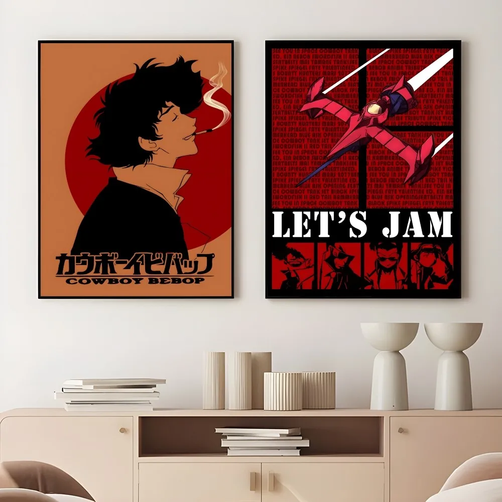 C-Cowboy B-Bebop Anime Retro Plakat Przyklejony Wall Art Drukowanie Wodoodporny Dom Salon Sypialnia Bar Estetyczny Wystrój