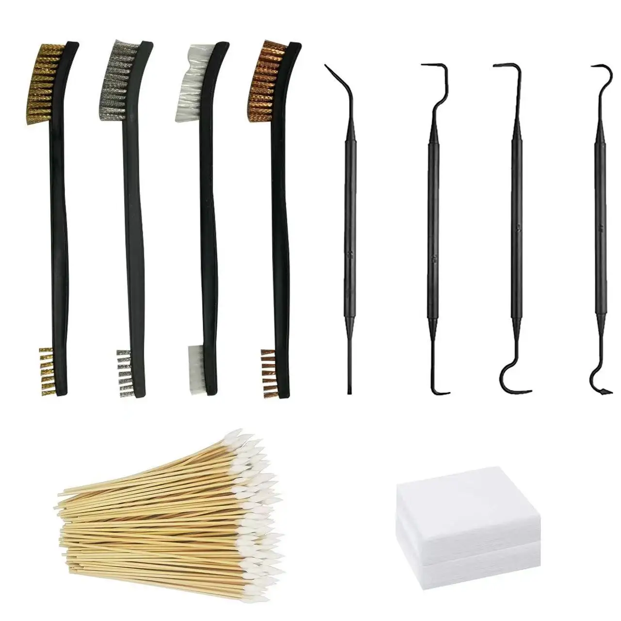 Double-ended 3-piece wire brush and 4-piece nylon pick set Universal Hunting Gun Cleaning Kit Rifle Gun Cleaning Tools