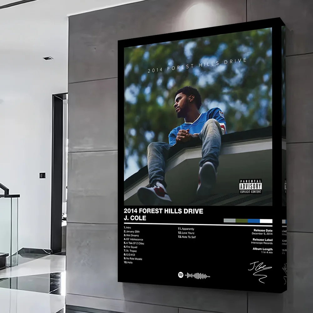 J. Cole - 2014 Forest Hills Drive Poster Customizable Printed Canvas Painting Wall Art Gift for Living Room Decorations Mural