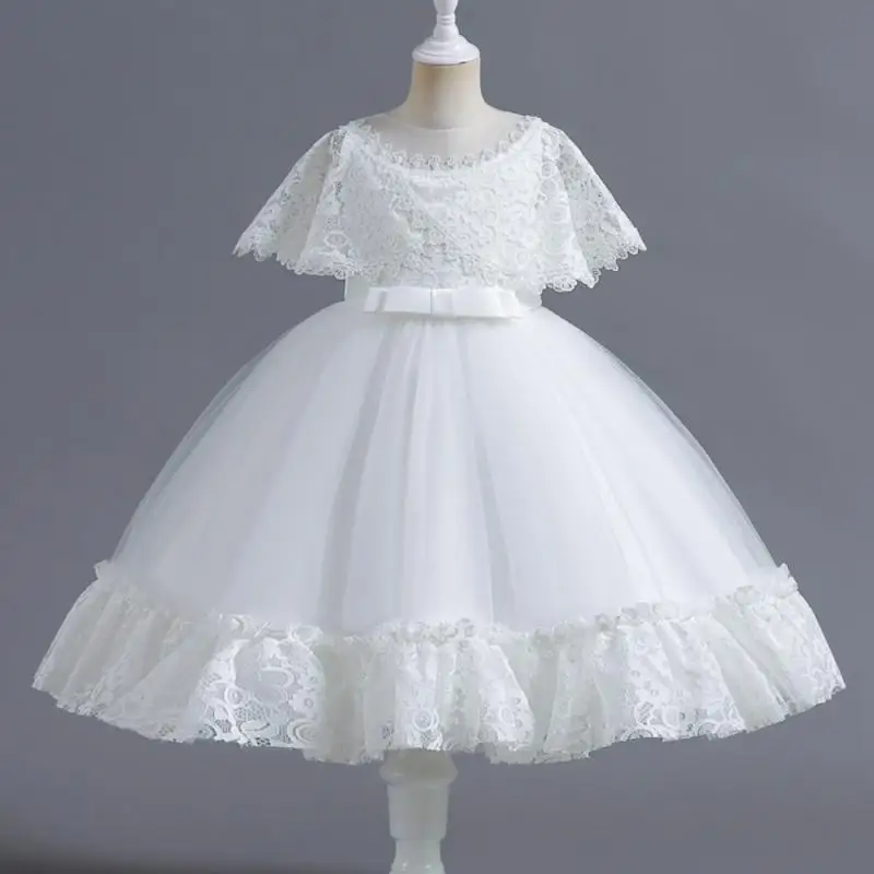 Summer New Children\'s Dress Mesh Lace Princess Dress Wedding Flower Children Piano Competition Performance Dress