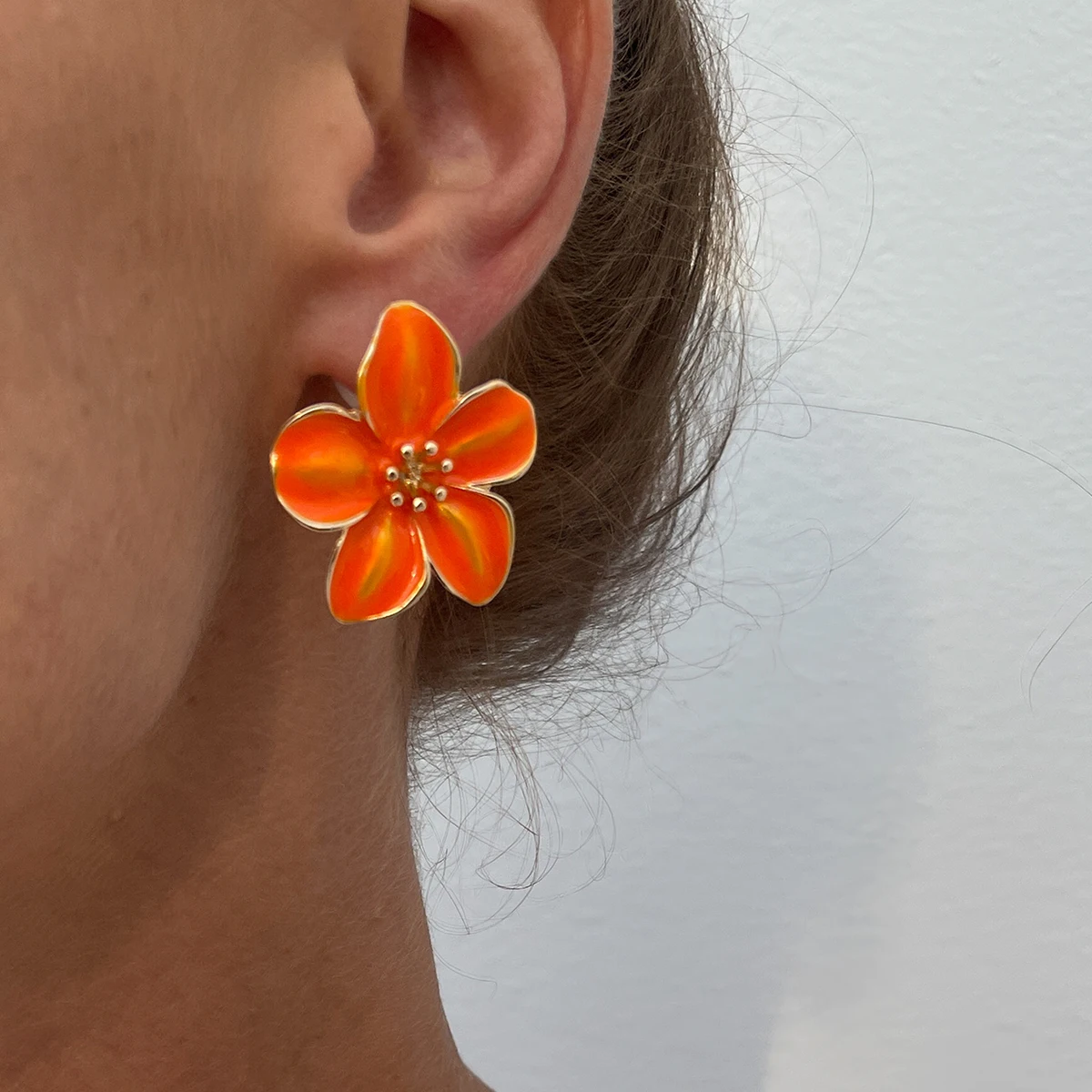 Ingemark Boho Y2K Colorful Drip Oil Petal Flower Stud Earrings Women Sweet Exquisite Piercing Earrings Bridal Aesthetic Jewelry image 2