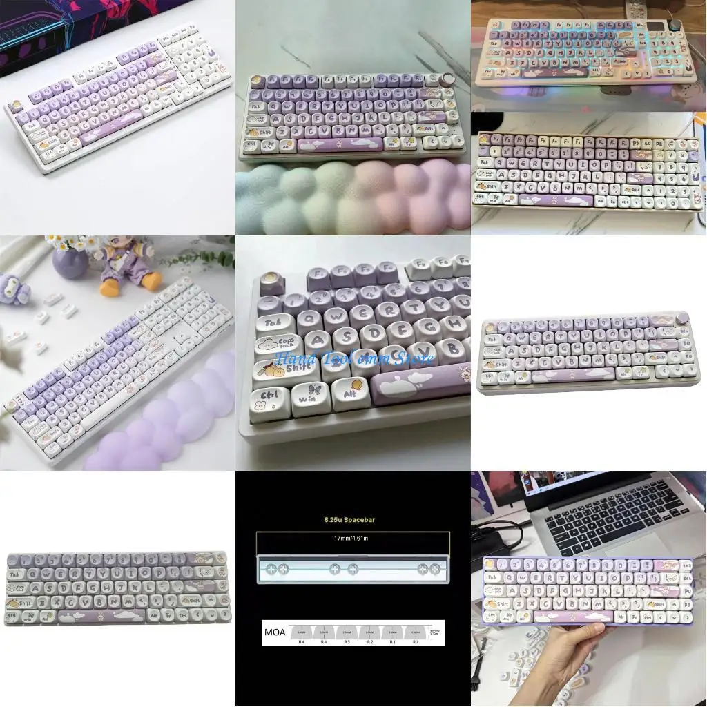 

H37F PBT -Keycaps, 116pcs Cartoon Martoon Rabbit Keycap Heat Sublimated для механического
