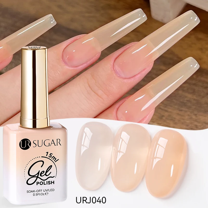 UR SUGAR 15 ml Jelly Milky White Translucent Color Gel Polish Semi Permanent UV Gel Nail Art Soak Off Gel Lack Neueste Mode gel nagellak база для манікюра цветная сухоцвет для ногтей