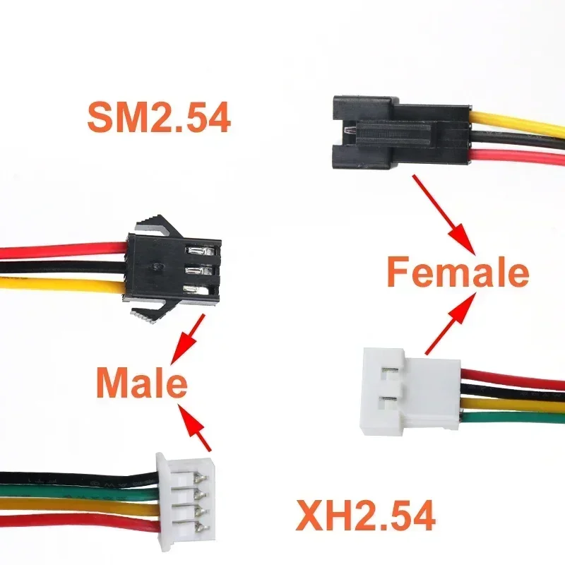 10pcs 20cm JST1.25 PH2.0 XH SM2.54 2P3P 4P 5P 6P Male Female Plug Butt-joint Aerial Docking Crimp Terminal Wire Cable Connector