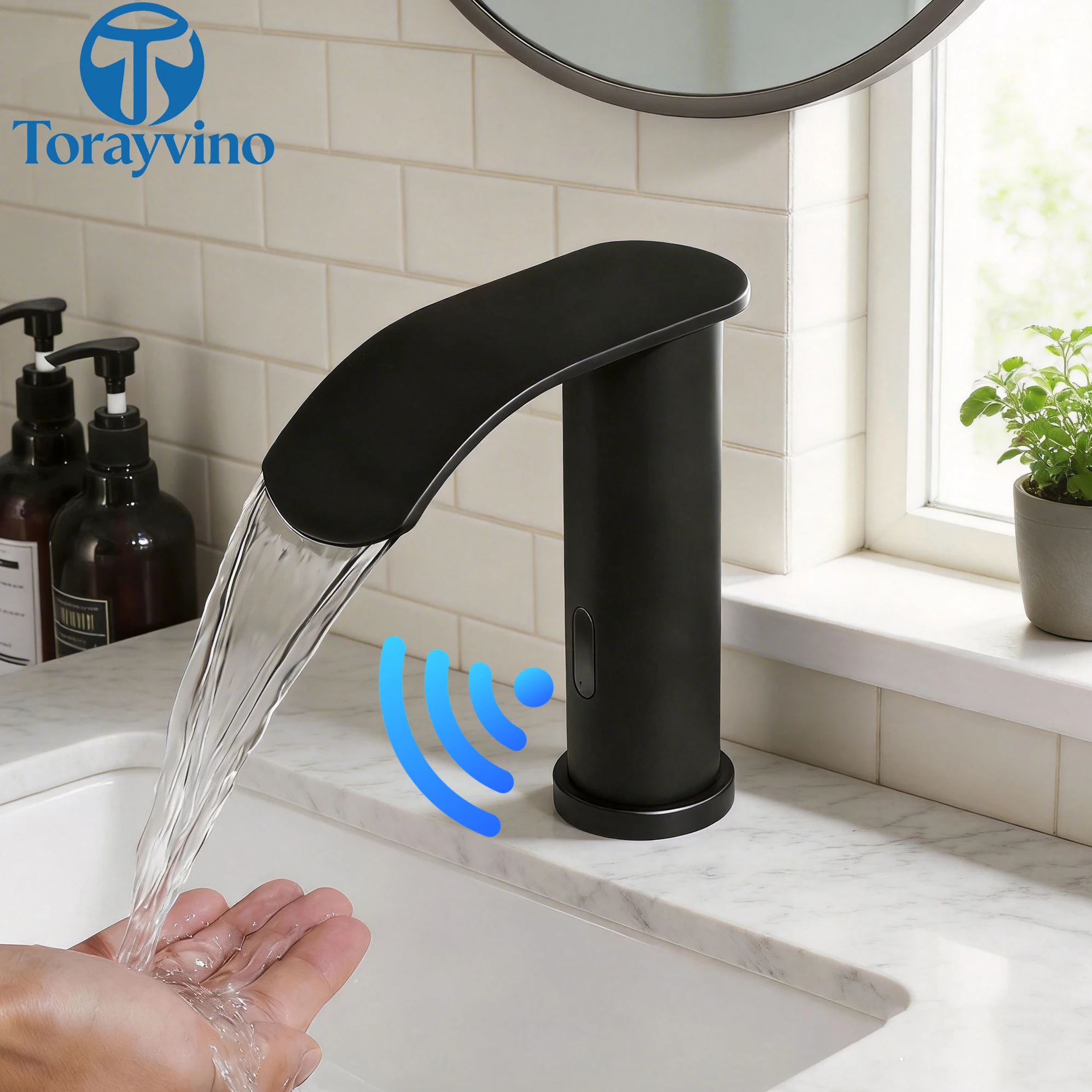 

Torayvino Touchless Automatic Sensor Basin bathroom sink Faucets Brass Hot Cold Water Mixer Tap accessories Washbasin faucet
