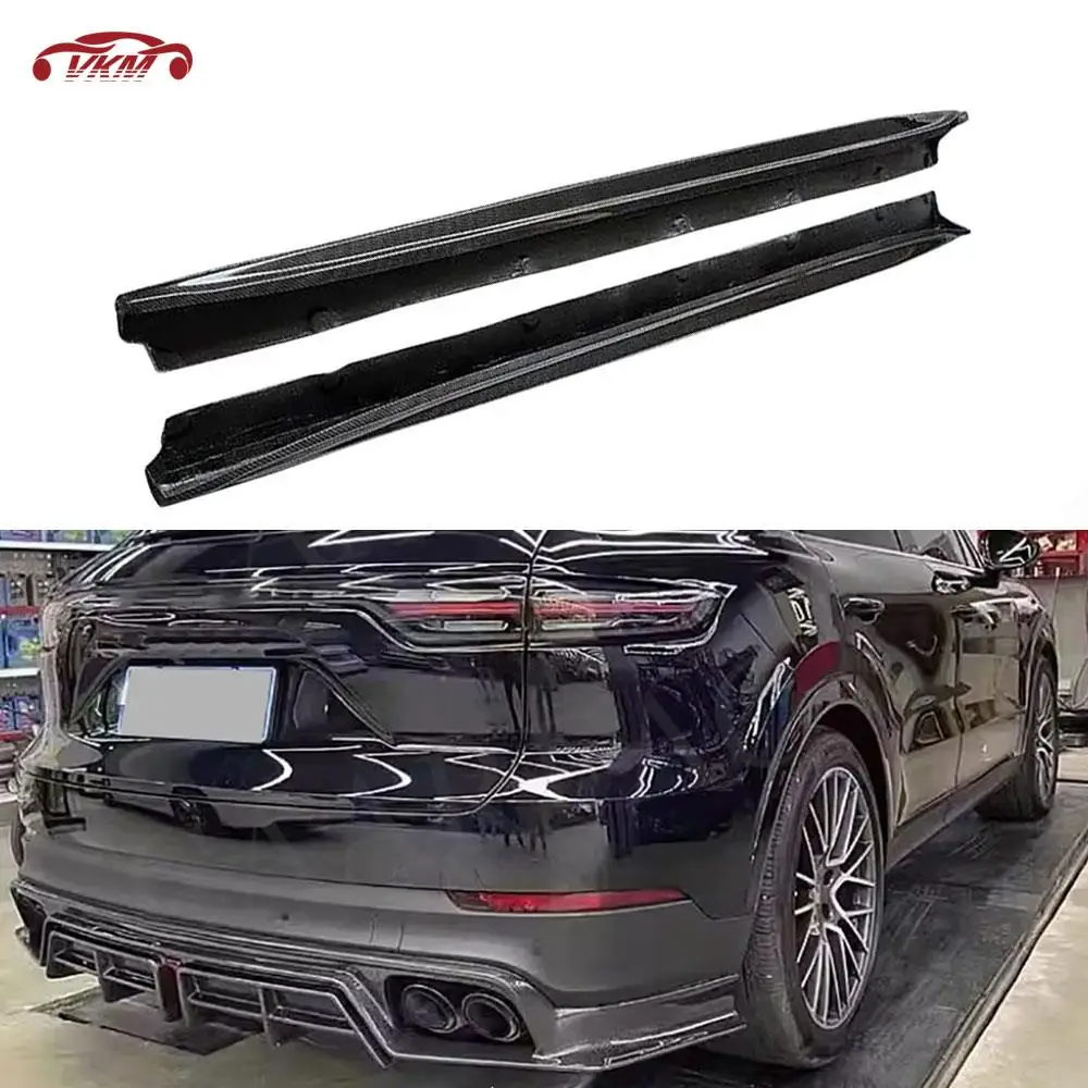 

Carbon Fiber Side Skirt Extension Rocker Panel Body Kit Lip Splitters for Porsche Cayenne 2022 FRP Black Trim Protective Cover