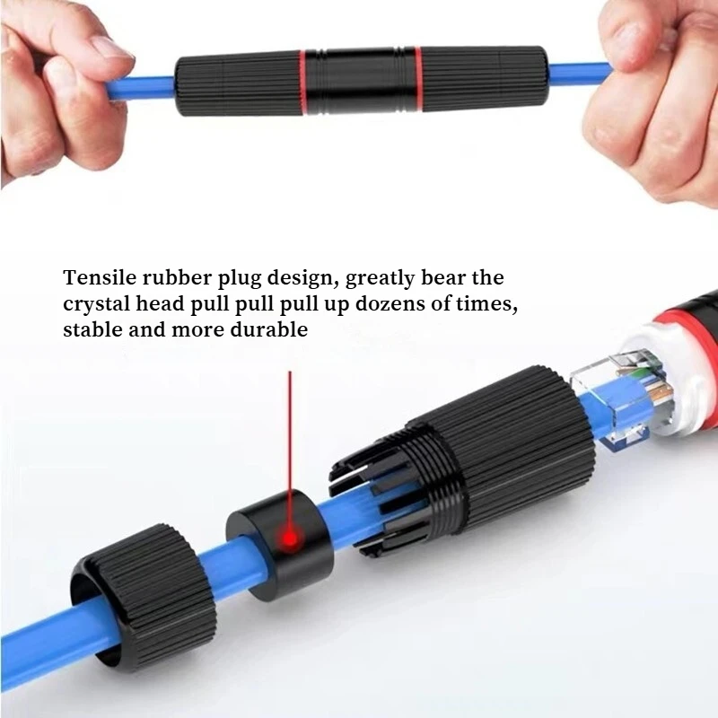 RJ45 Waterproof Network Straight-through Connector Outdoor Monitoring Extender Crystal Head Waterproof Socket Interface