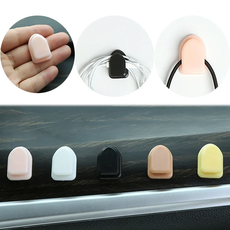 5PCS Mini Car Hook Organizer Storage for USB Cable ABS Self-adhesive Convenient Hook Car Interior Accessories Auto Fastener Clip