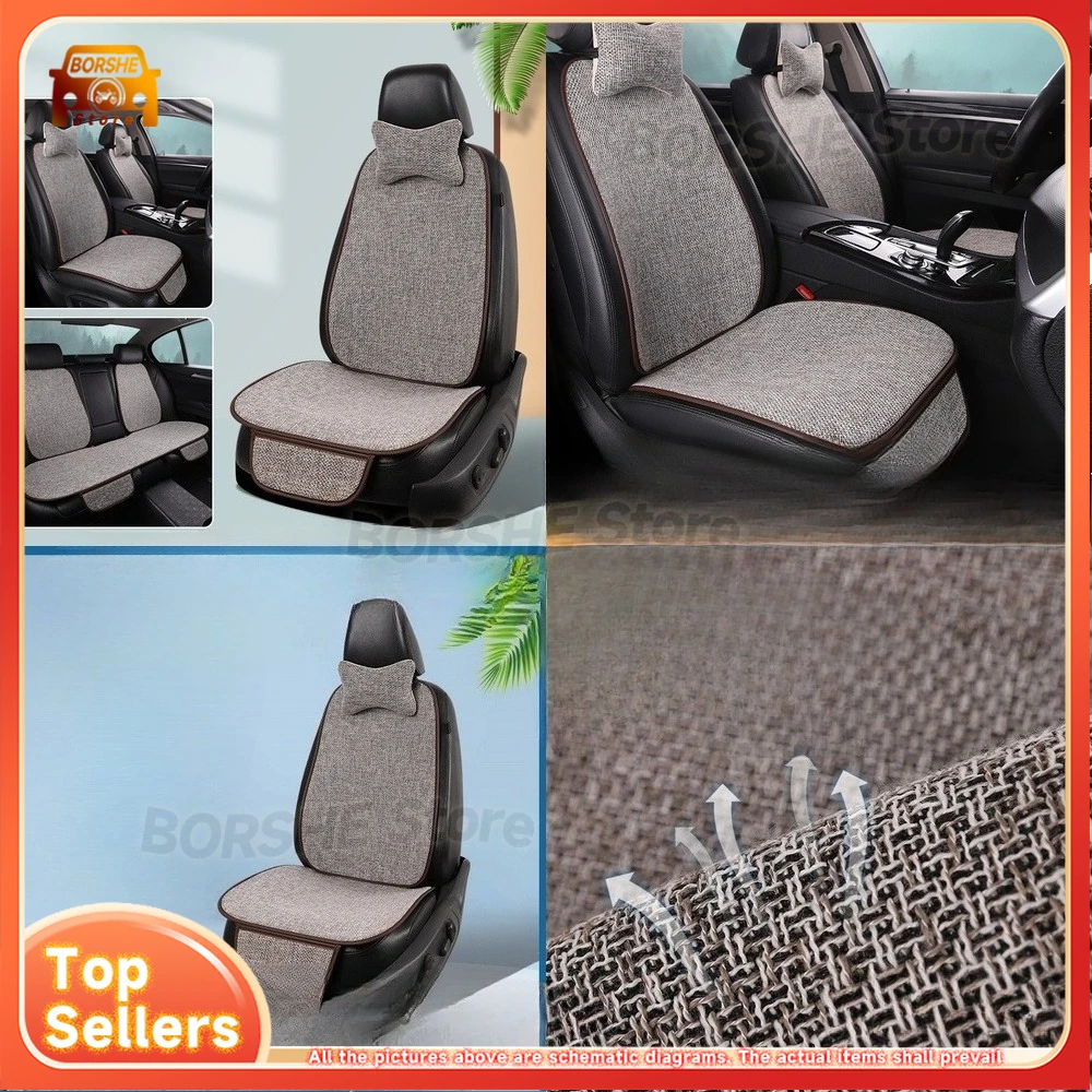 

Универсальные чехлы на сиденья, всесезонные хлопковые и льняные чехлы на автомобильные сиденья, универсальные дышащие, впитывающие пот, нескользящие, полная задняя крышка для