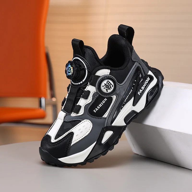 

Kids Fashion Sneakers Brand Boys Non-slip Running Shoes Rotating Buckle Children Casual Walking Footwear Girls Tennis Shoes