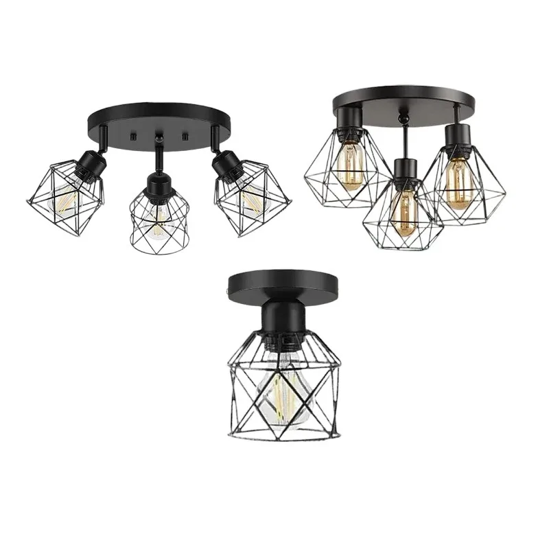 

Nordic Restaurant Wrought Iron Cage Chandelier Rotating Rotatable Ceiling Light Creative Personality Bar Bedroom Aisle Light