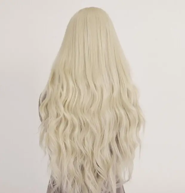 Damen sexy lange lockige blonde synthetische Perücke