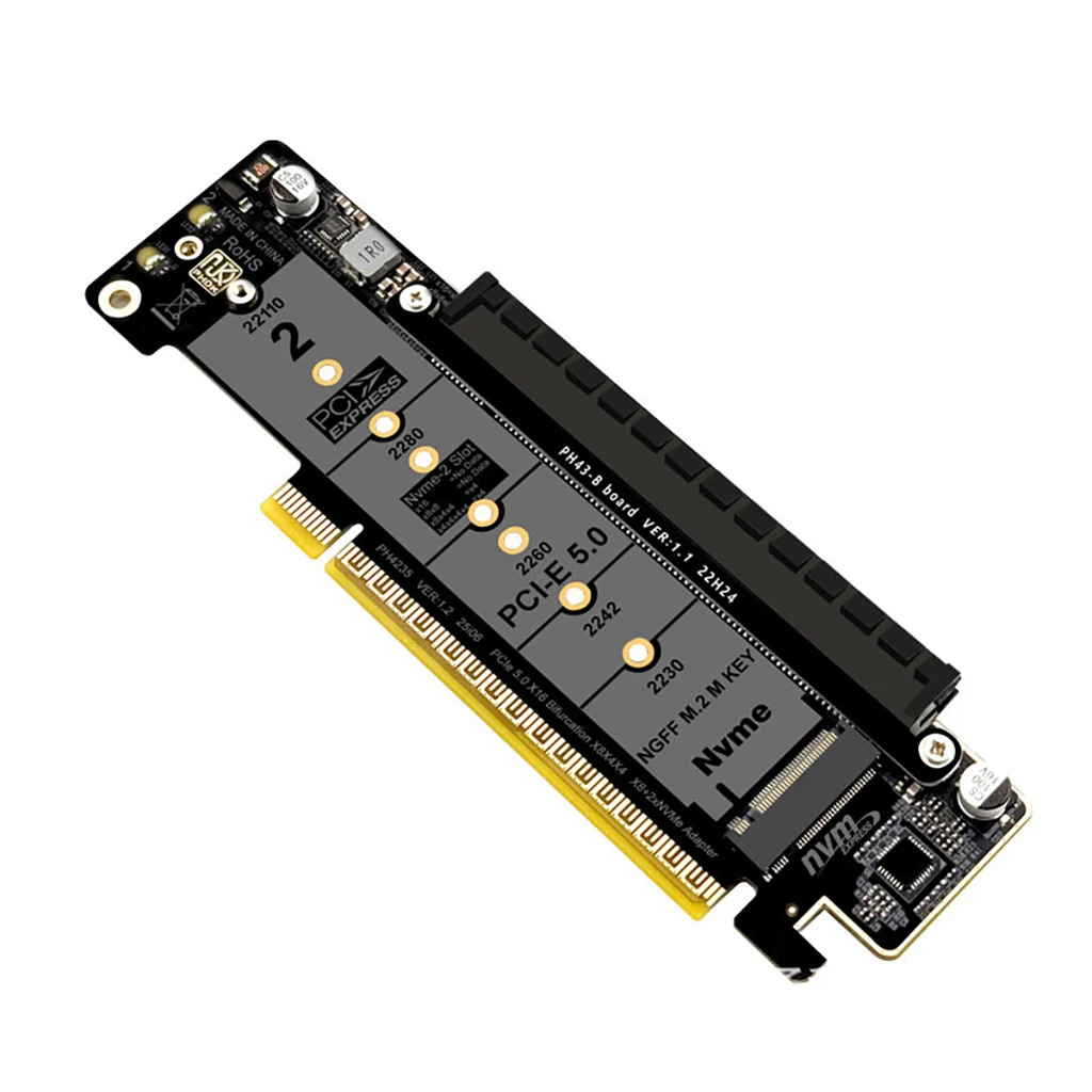 

Карта-разветвитель PCIE 5.0 X16 на X8+X4+X4 (8+4+4) Hyper Ultra Quad для M.2 Dual NVMe MKey 2230/2242/2260/2280/22110 SSD, карта расширения