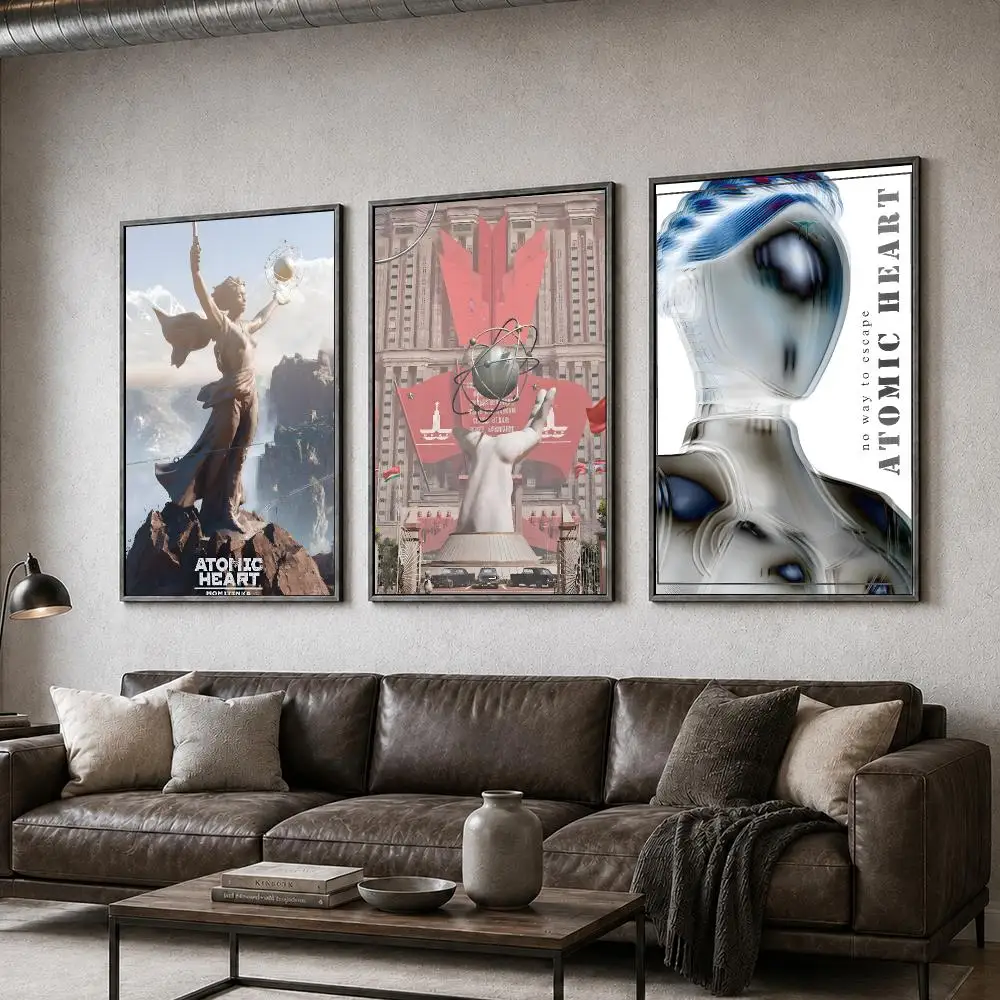 Game Atomic Heart Sci Fi Action FPS Poster  PP Self Adhesive Home Garage Dorm Bar Wall Decor Aesthetic Retro Gift