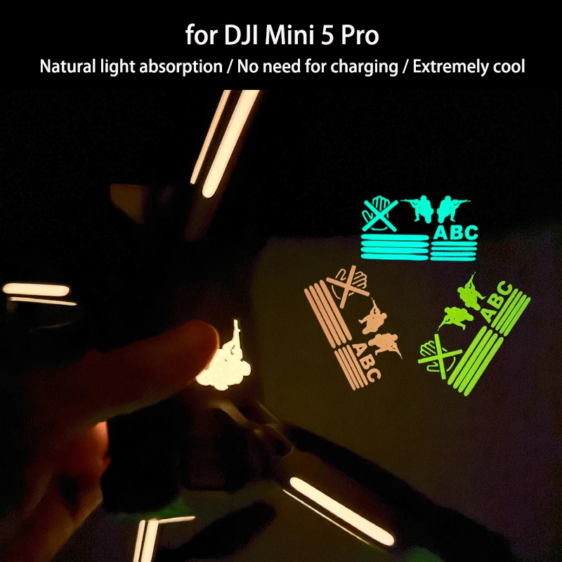 For DJI Mini 5Pro Drone Luminous Stickers Decoration Decals For MINI 5 PRO Night Safety Cool Flight Anti-Scratch Film Accessory