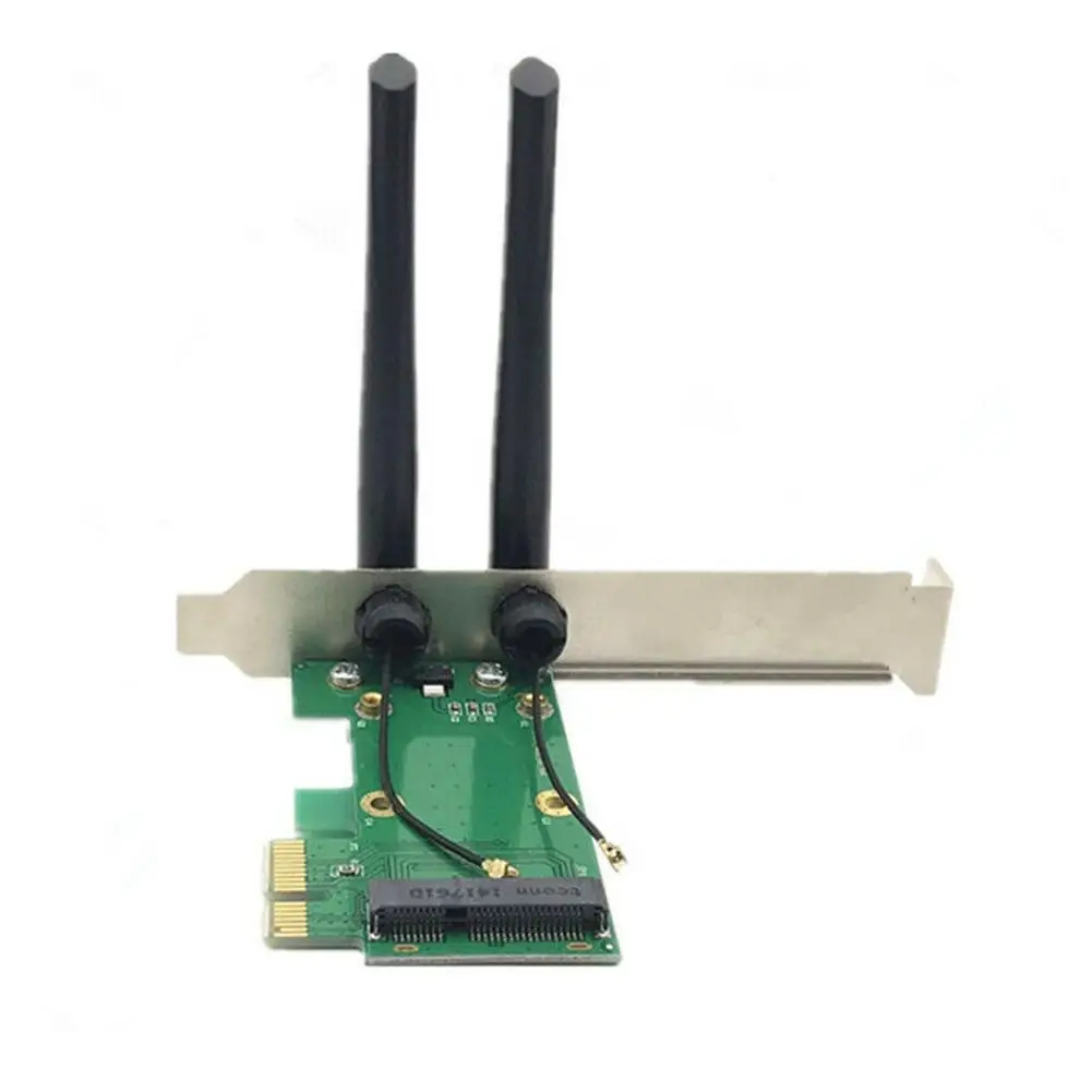 Wireless Wifi Network Card Mini PCIE To PCI-E 1X Desktop Adapter Accessories Antennas Computer Parts 2 Antennas NIC Adapter