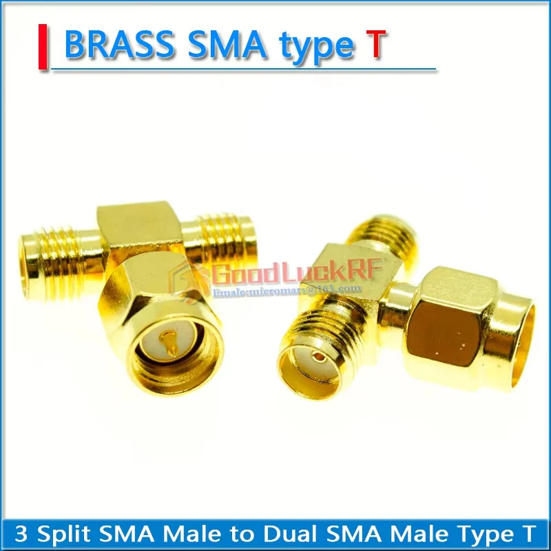 SMA ذكر إلى SMA أنثى التوصيل SMA ثلاثة 3 طريقة الفاصل T-نوع مطلية بالذهب النحاس SMA ذكر إلى SMA ذكر RF محول موصل
